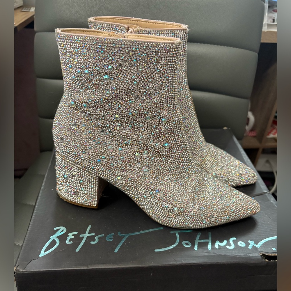 Betsey Johnson Glittering Silver Ankle Boots